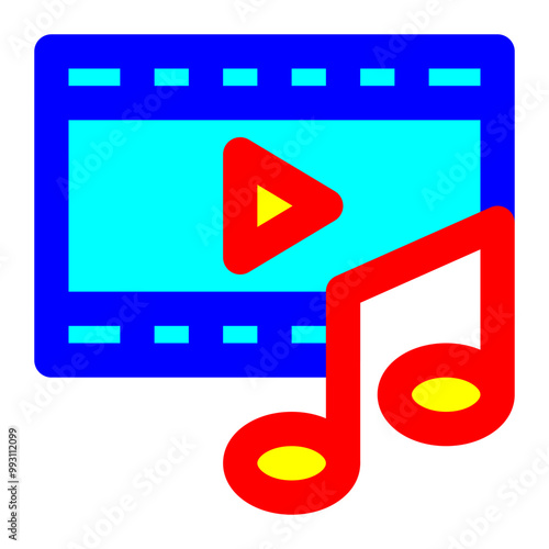 entertainment, music video, video clip, musical movie, original soundtrack, film, movie, song filled color outline