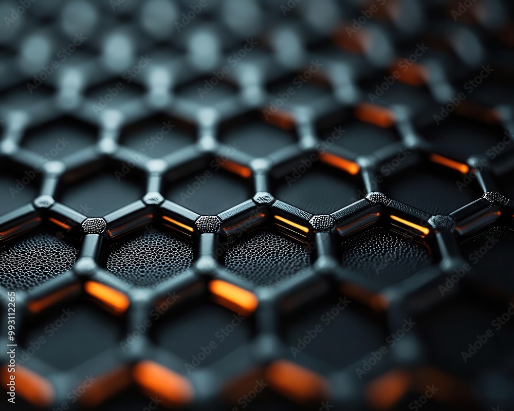 Fototapeta premium Close-up of graphene layers on semiconductor, material science, semiconductor technology, graphene integration