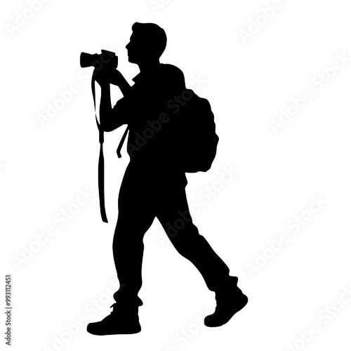 Photographer Taking Pictures Silhouette Vector Illustration Transparent Background