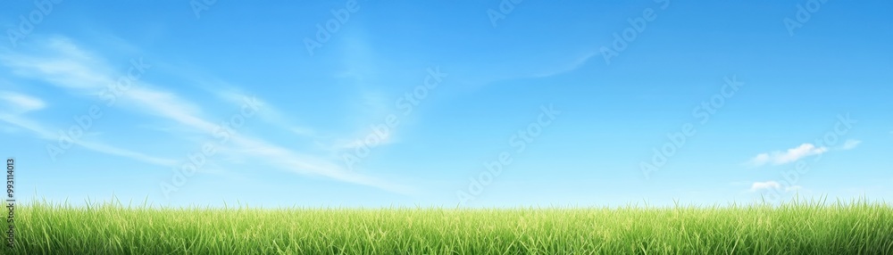 Clear Blue Sky Over a Lush Green Field on a Sunny Day Clear Blue Sky Over a Lush Green Field on a Sunny Day
