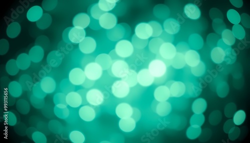 Magical Teal Bokeh Lights on Black Gradient Dreamlike Abstract Background