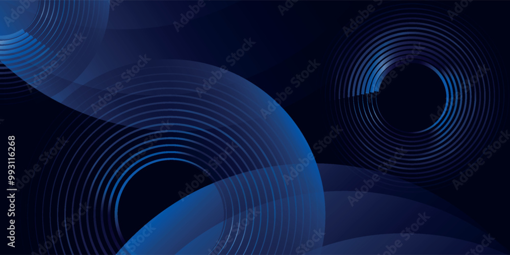 Abstract blue glowing geometric lines on dark blue background. Modern shiny blue circle lines pattern. Futuristic technology concept Abstract blue glowing geometric lines on dark blue background. Modern shiny blue circle lines pattern. Futuristic technology concept