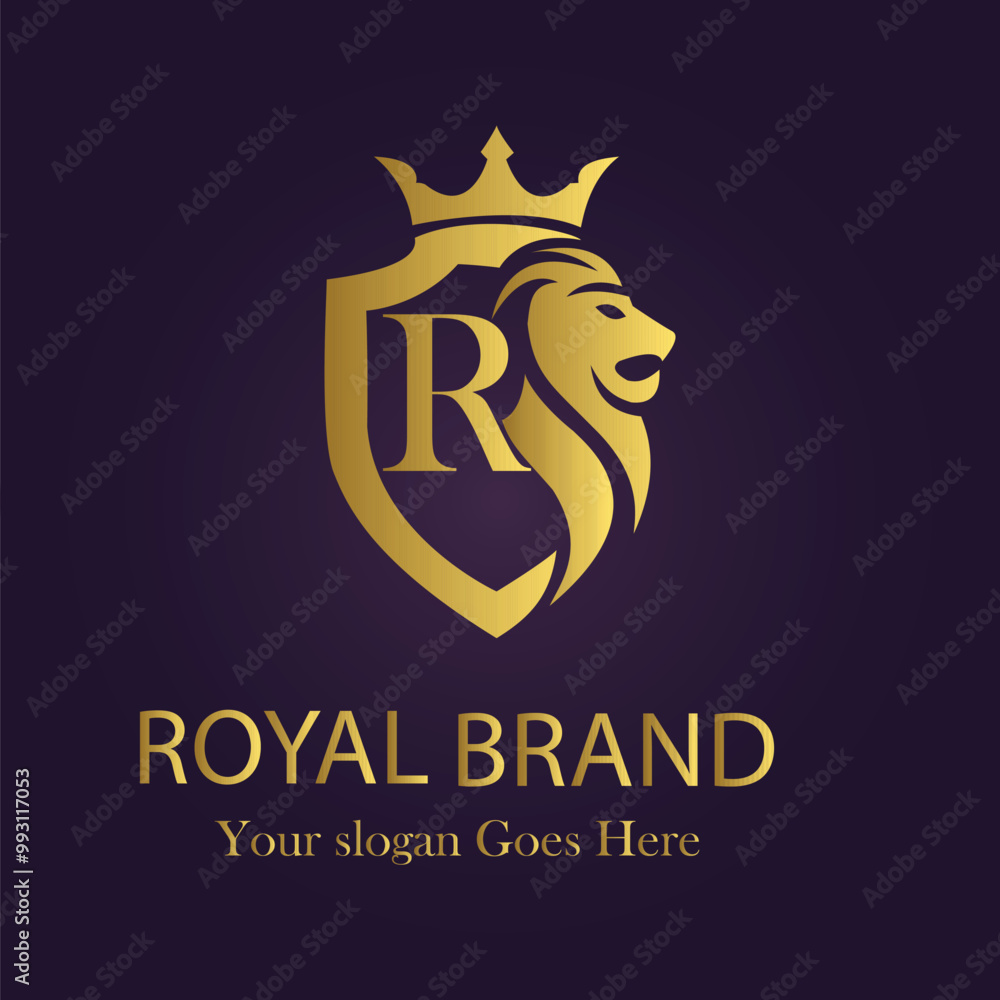 Letter R golden crown logo vector illustration. Letter R golden crown logo vector illustration.