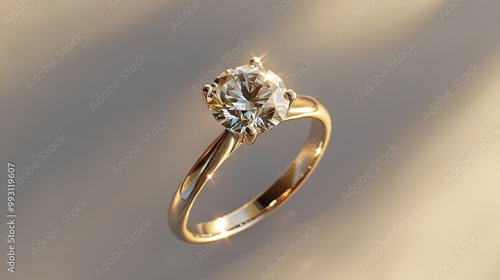 A clear photo capturing a ring with a diamond at its center and a faint shadow on the ground below A clear photo capturing a ring with a diamond at its center and a faint shadow on the ground below
