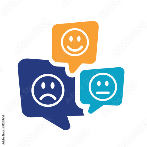 Emotions of happiness, indifference and sadness.
