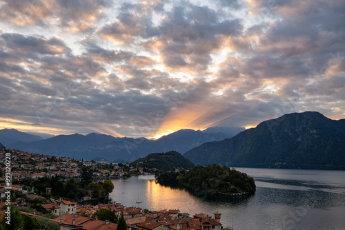 Lake Como, Italy - September 01, 2023: Sunset over Lake Como photo