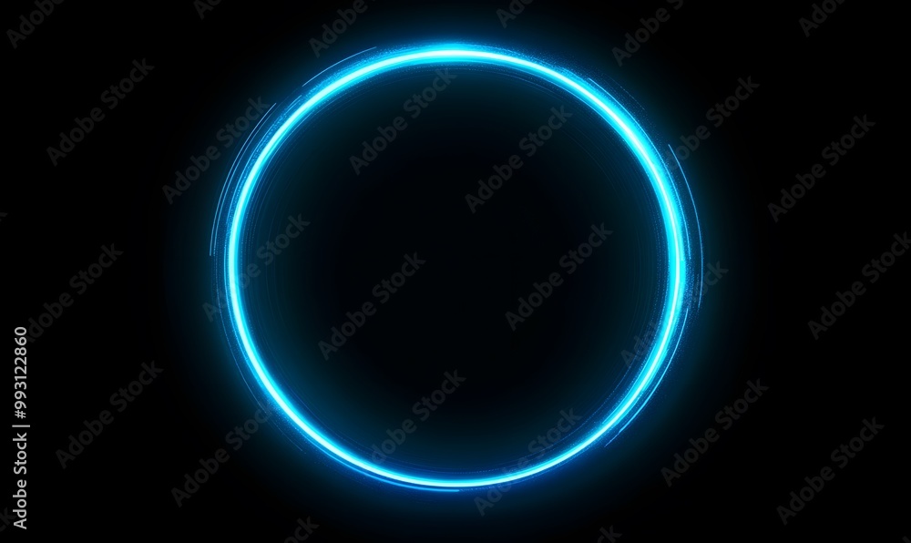 glow blue led circle on black background, Generative AI glow blue led circle on black background, Generative AI