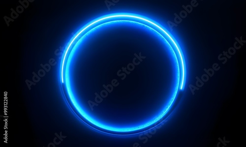 glow blue led circle on black background, Generative AI