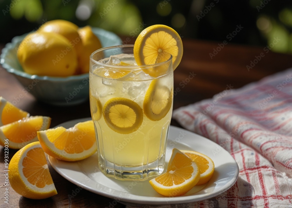 Fototapeta premium lemonade with lemon slices