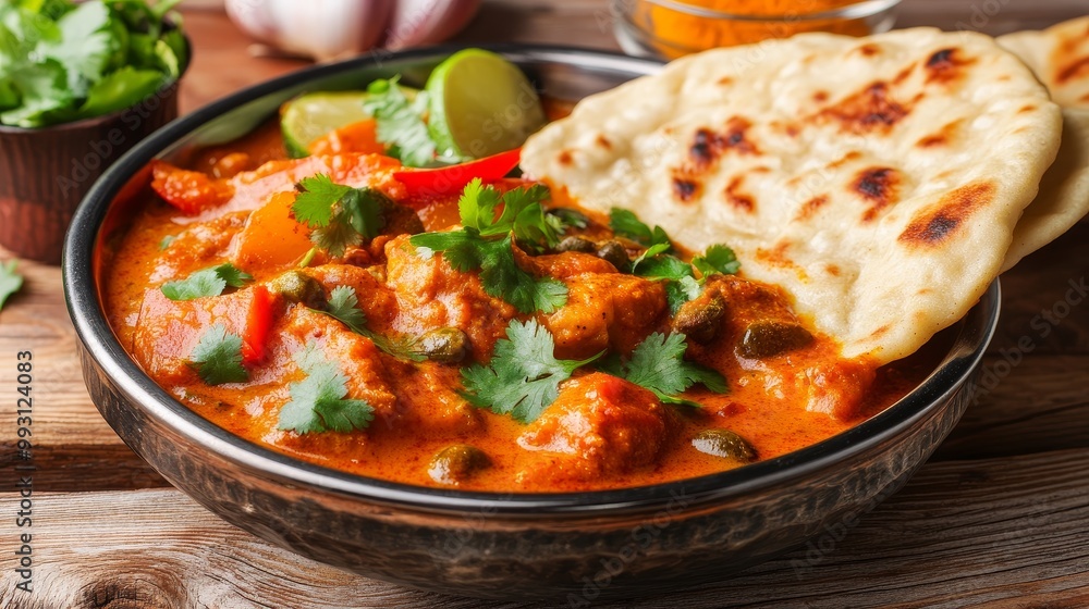 Exquisite Indian Curry Feast with Aromatic Spices, Vibrant Dishes, and Naan Bread Delights Exquisite Indian Curry Feast with Aromatic Spices, Vibrant Dishes, and Naan Bread Delights