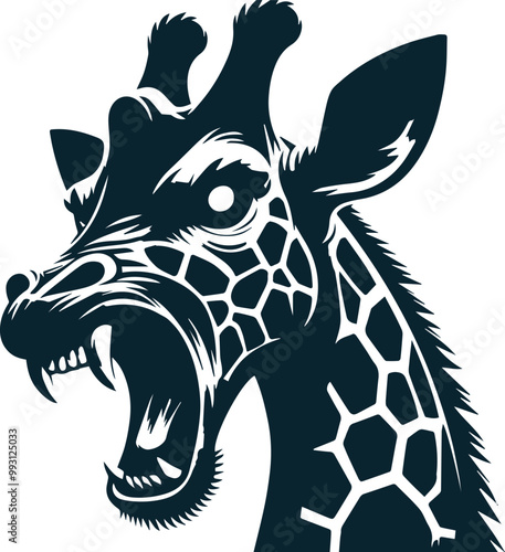 Angry Giraffe Silhouette Vector file. on white background