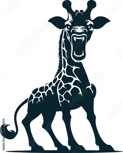 Angry Giraffe Silhouette Vector file. on white background