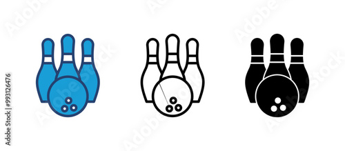 Bowling icon vector. bowling ball and pin icon. bowling pins