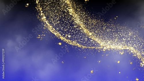 background of abstract glitter lights with smoke. gold and black. de focused. banner