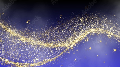 background of abstract glitter lights with smoke. gold and black. de focused. banner