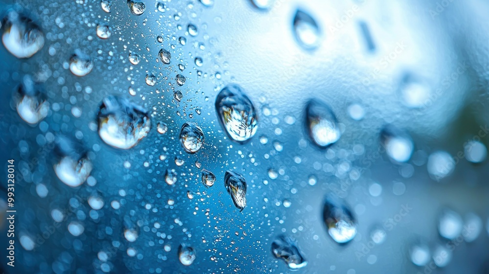 Raindrops on glass surface with bokeh lights in background during rainy evening Generative AI Raindrops on glass surface with bokeh lights in background during rainy evening Generative AI