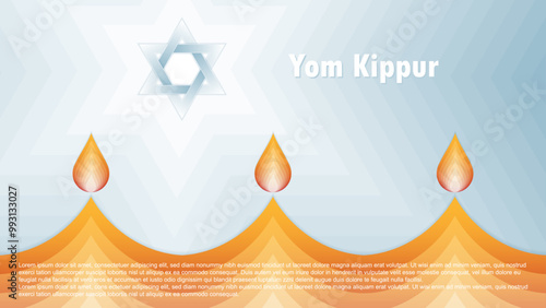 Yom Kippur template, vector Illustration. Jewish Holiday Decorative Design Suitable for Greeting Card, Poster, Banner, Flyer. Israel Holiday for Judaism.