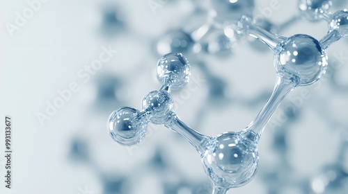 Close-up of a Glass Molecular Structure with Blurred Background