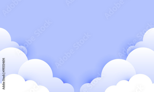 abstract blue paper cut background with clouds  for website banner or poster.