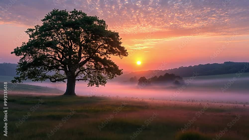 a lush tree in a meadow in the afternoon footage a lush tree in a meadow in the afternoon footage