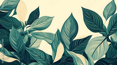 Vibrant Green Foliage Closeup with Textured Leaves in Natural Light and Detailed Vein-generative ai