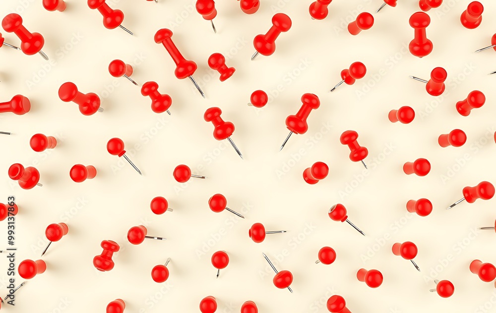 Red pushpin top view. Thumbtack for note attach collection. Realistic 3d push pins pinned in different angles vector set Red pushpin top view. Thumbtack for note attach collection. Realistic 3d push pins pinned in different angles vector set