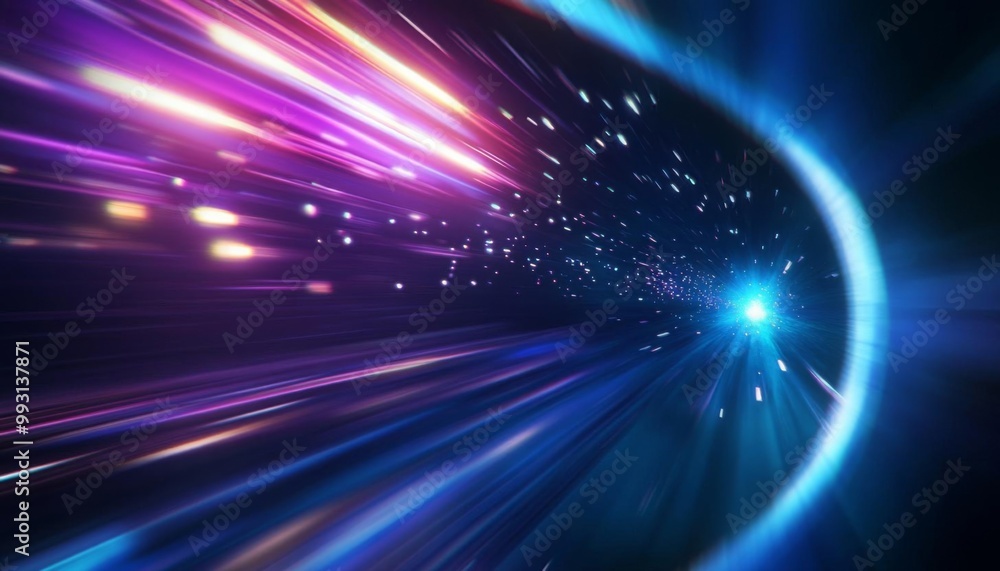 Obraz premium A spaceship traveling through a wormhole filled with colorful lights