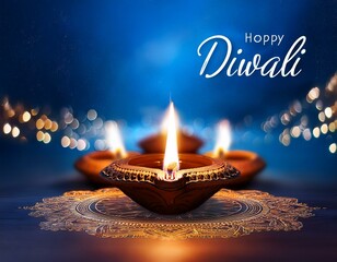 Flat design for diwali festival background with oil lamps. Best design