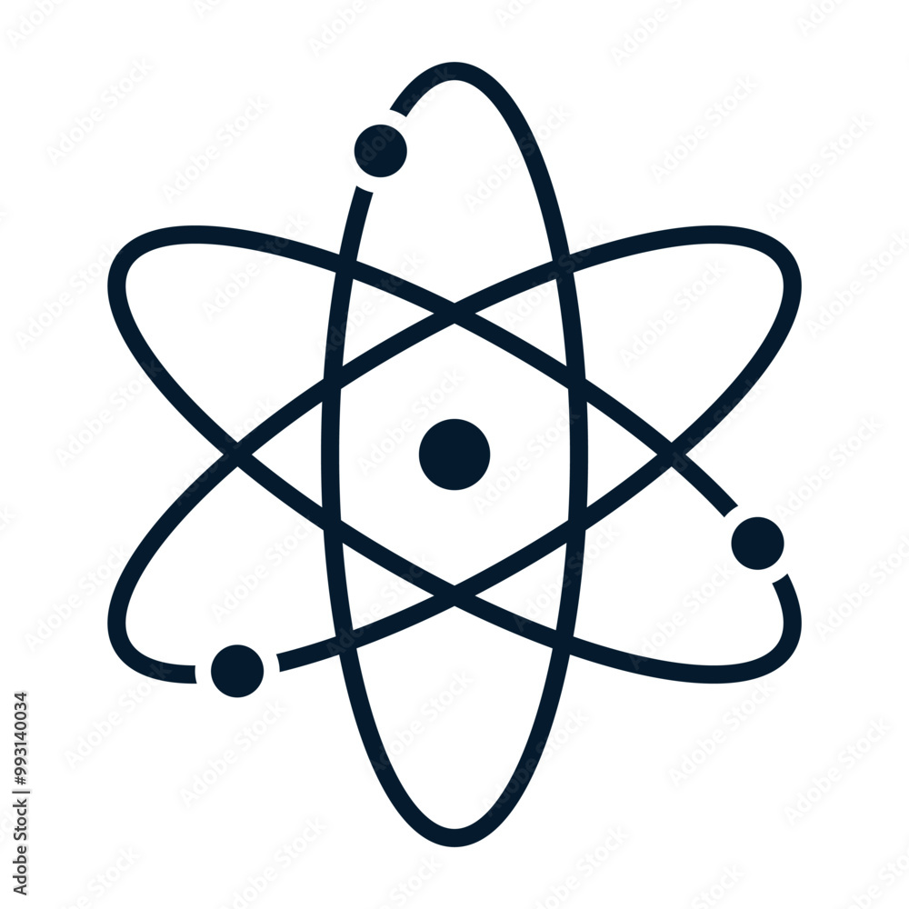 Atom structure, educational institution process. Vector linear icon isolated on white background. Atom structure, educational institution process. Vector linear icon isolated on white background.