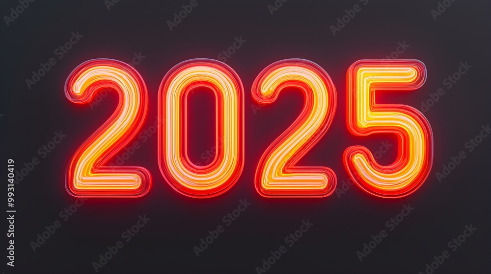 Bright neon sign displaying the year 2025. Ideal for celebrations, events, and promotions focused on the future. Bright neon sign displaying the year 2025. Ideal for celebrations, events, and promotions focused on the future.