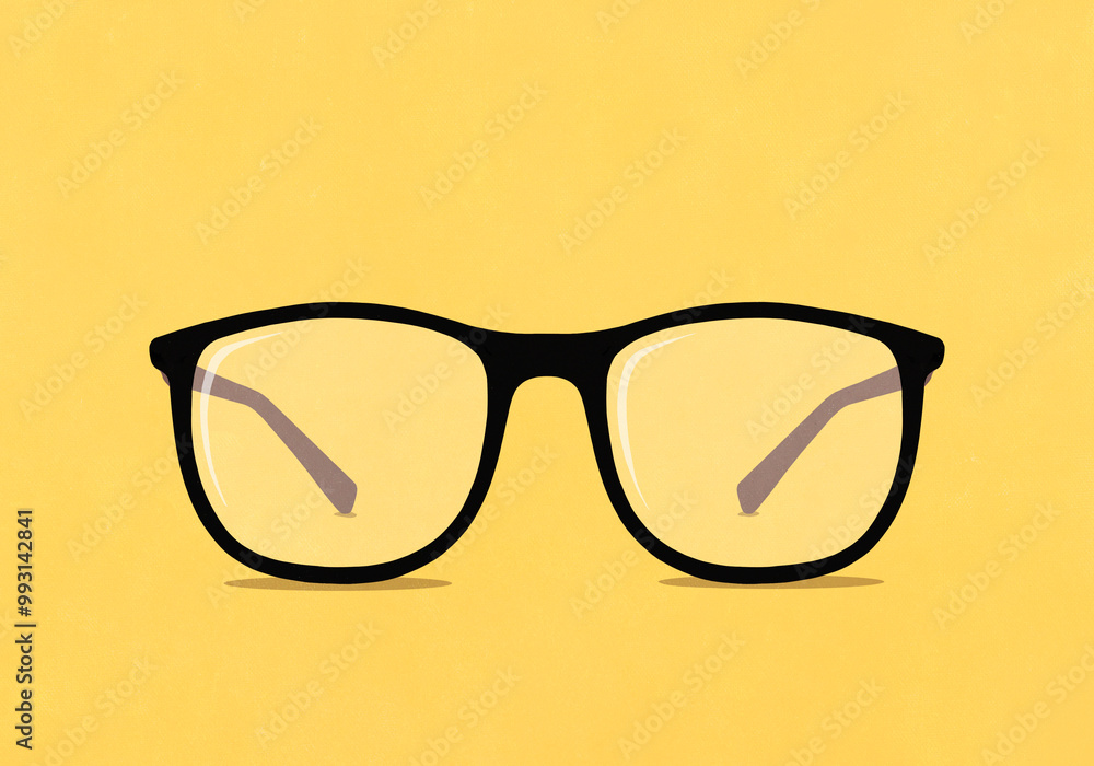 Large eyeglasses on yellow background
Large eyeglasses on yellow background