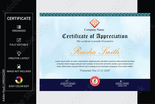 Elegant certificate of achievement template