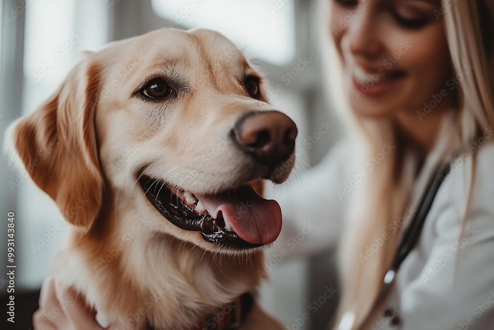 veterinary clinic, doctor veterinarian examines a dog. ai generation veterinary clinic, doctor veterinarian examines a dog. ai generation