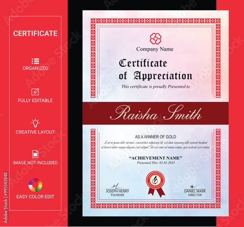 Elegant certificate of achievement template