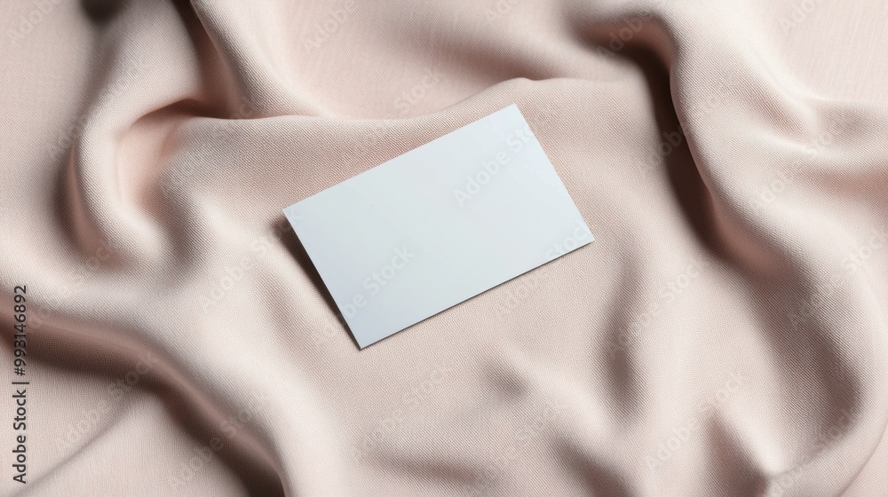A blank card rests on soft, textured fabric, creating a minimalist and elegant aesthetic. A blank card rests on soft, textured fabric, creating a minimalist and elegant aesthetic.
