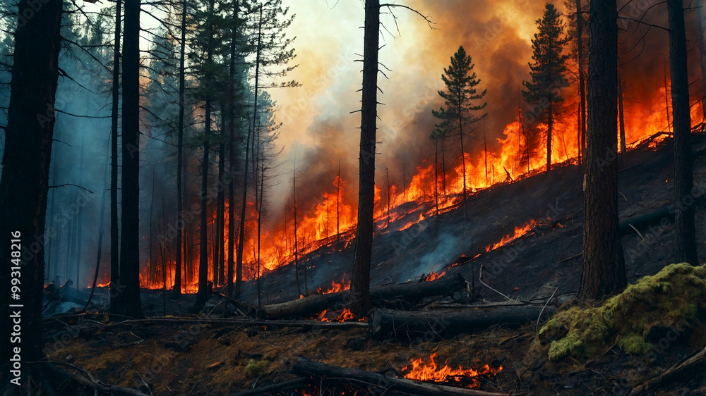 Fire in the forest. Fire in the forest.