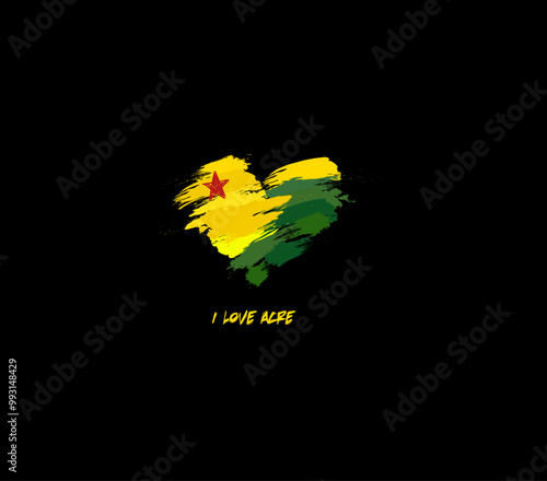 Acre grunge flag heart for your design.	Federative units of Brazil.