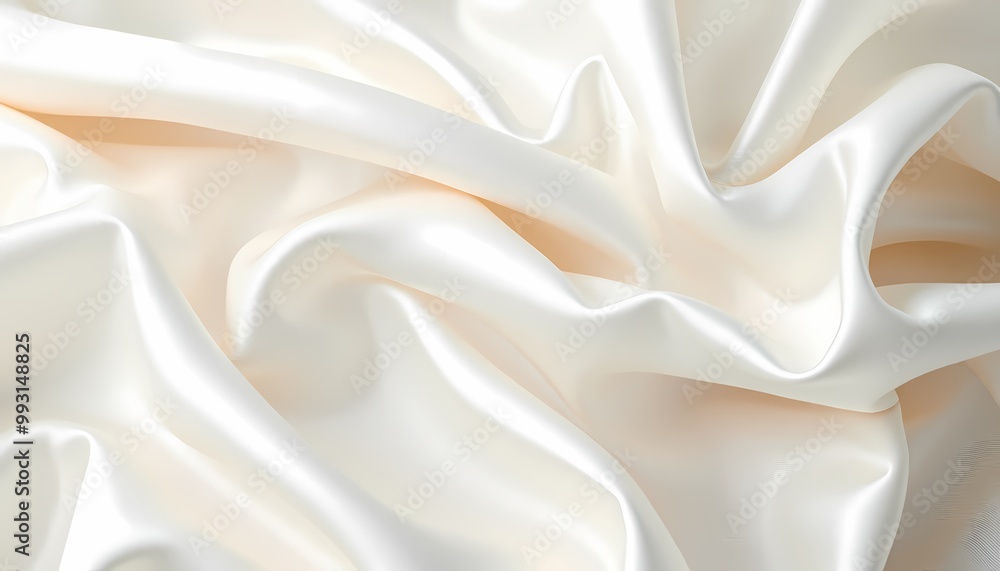 Obraz premium Luxurious White Satin Fabric with Gentle Folds and Soft, Glossy Reflections – Close-Up Image