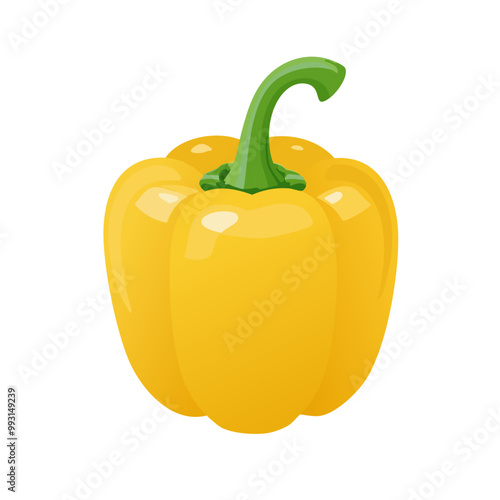 Bright Yellow Bell Pepper Vector Illustration