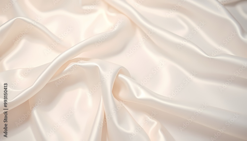 Obraz premium Photorealistic Crinkled White Satin Fabric Close-Up with Deep Folds and Soft Reflections