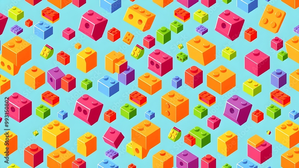 A vibrant array of building blocks in various shapes and colors against a blue background. A vibrant array of building blocks in various shapes and colors against a blue background.