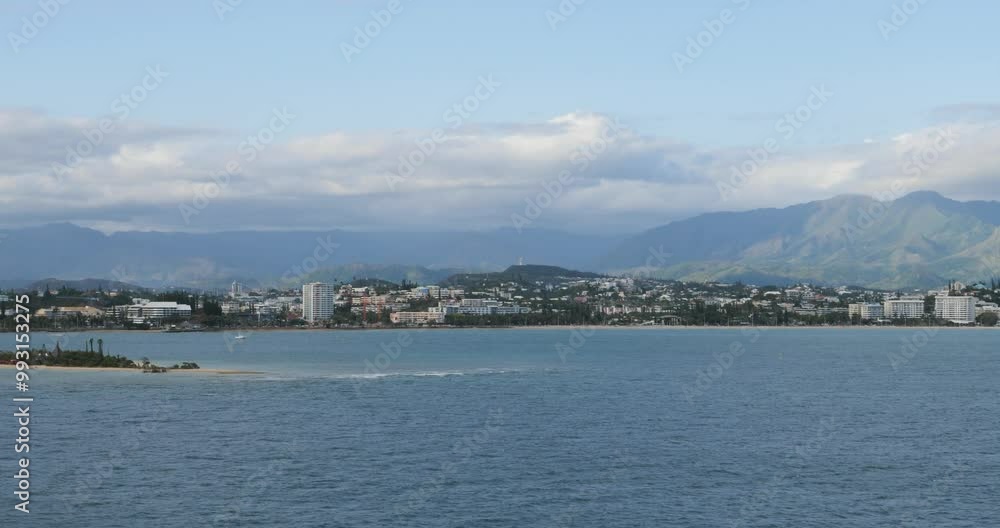 Panoramic view of Noumea, New Caledonia. View of the mountain range. Panoramic view of Noumea, New Caledonia. View of the mountain range.