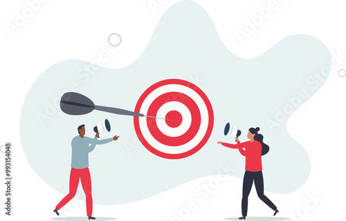 Effective communication for team success and achieve goal, meeting or discussion to speak the same goal,flat design with people.