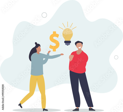 Venture capital, project pitching for funding or VC investment,flat design with people.