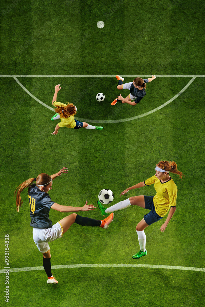Teamwork and fierce footwork collide as players aim for goal. Every pass, tackle, and move adds intensity to this heated soccer competition. Concept of sport events, championship, betting services. Ad Teamwork and fierce footwork collide as players aim for goal. Every pass, tackle, and move adds intensity to this heated soccer competition. Concept of sport events, championship, betting services. Ad
