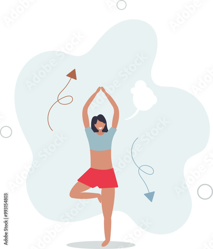 Breathe in air as healthy mindfulness practice for calm.flat design with people.