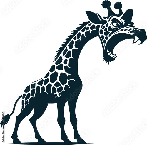 Angry Giraffe Silhouette Vector file. on white background