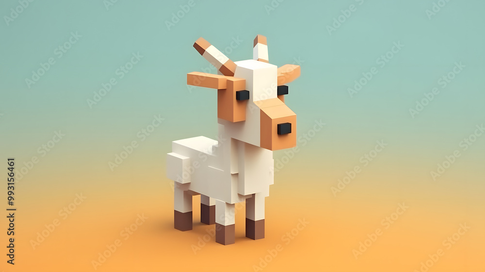 Goat 3d pixel Character Cartoon Goat 3d pixel Character Cartoon