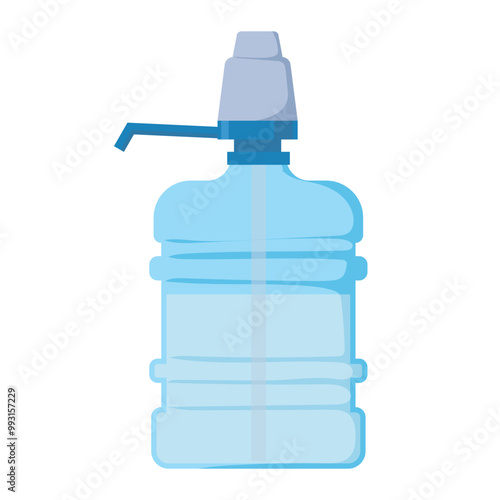 Pump water cooler in big bottle in flat design. Drink large canister. Vector illustration isolated.
