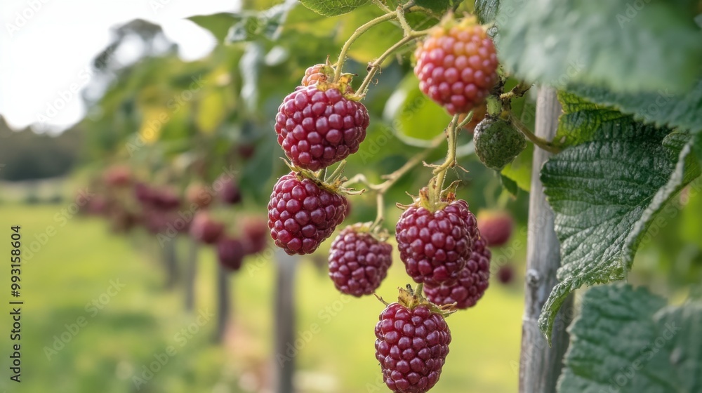 Fresh Youngberry Clusters Levitating in Australian Field Fresh Youngberry Clusters Levitating in Australian Field